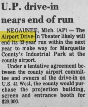 Airport Drive-In Theatre - Oct 1987 Closing Article (newer photo)
